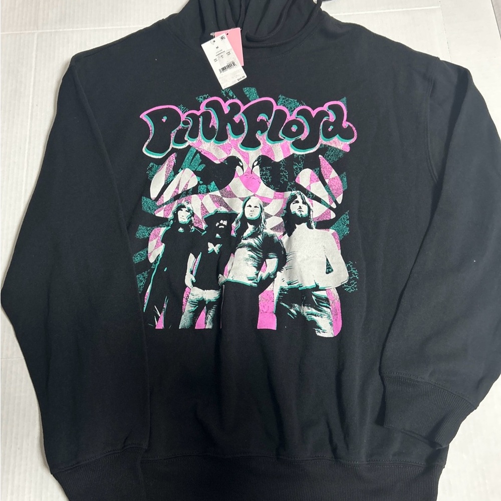Pink Floyd Women's Black & Pink Hoodie Sweatshirt Size M Cod/1251 - Picture 1 of 7